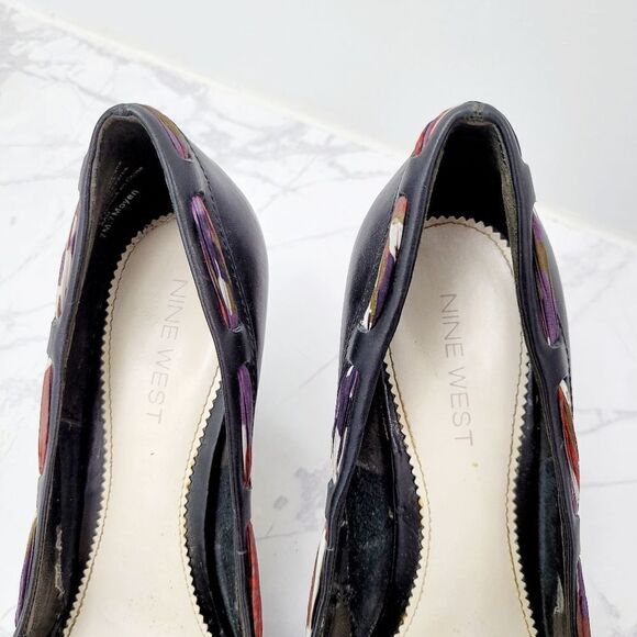 2/$20 Nine West Black With Red Bow Heels Shoes Size: 7M US - Picture 5 of 8